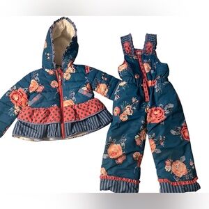 Matilda Jane Blue and Orange Kids Matching Snow Suit Set